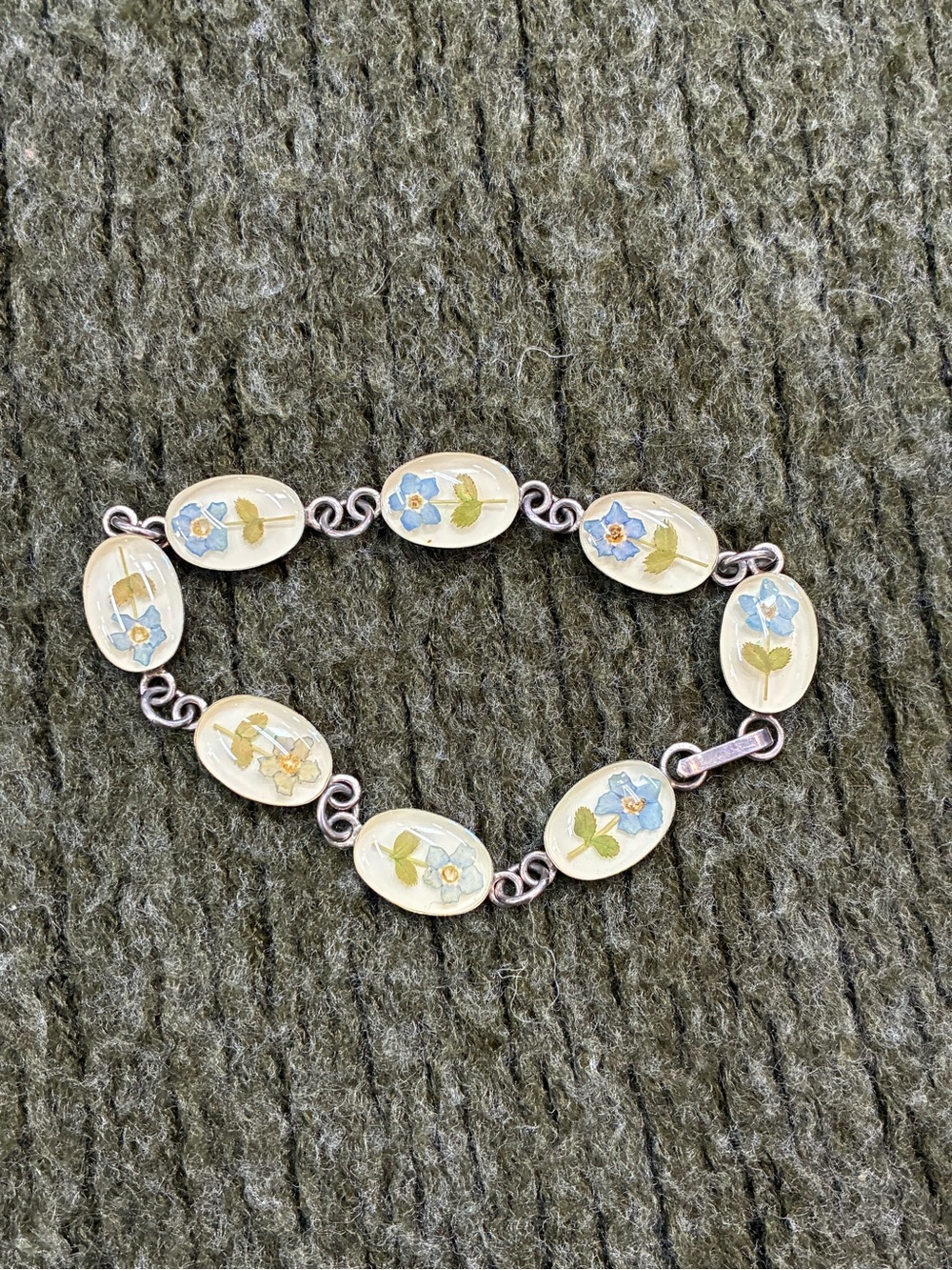 Vintage Forget-Me-Not Sterling Silver Bracelet